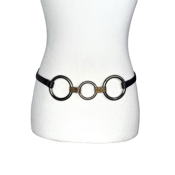 Vintage Simon Belt Leather Silver Ring Avant Garde Equestrian M‎ Adjustable Rare main image 4